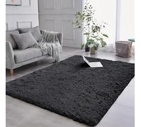 AMEHA Rugs Living Room 120 x 170 cm - Black Area Rugs for Bedroom Large Non Slip -Modern Super Soft Fluffy Shaggy Thick Pile Rug Non Shedding Easy To Clean