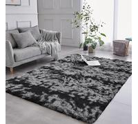 AMEHA Rugs Living Room 120 x 170 cm - Fluffy Shaggy Dark Grey Area Rugs for Bedroom - Modern Super Soft Plush Carpet Non-Slip Non Shedding Easy To Clean Rug, Tye-Dye Grey