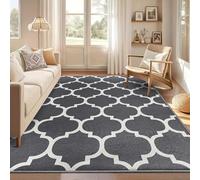 AMEHA Rugs Living Room 120 x 170 cm - Large Grey Area Rugs for Bedroom Non Slip - Modern Carpet Non Shedding Trellis Style Durable Soft Low Pile Bedside Rug for Kids Room Easy to Clean (Ava Grey)