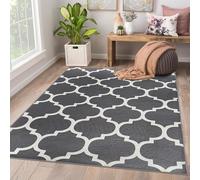 AMEHA Rugs Living Room 120 x 170 cm - Large Grey Area Rugs for Bedroom Non Slip - Modern Carpet Non Shedding Trellis Style Durable Soft Low Pile Bedside Rug for Kids Room Easy to Clean (Ava Grey)