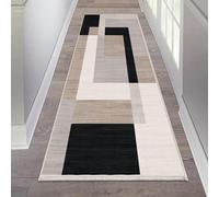 AMEHA Rugs Living Room - Area Rugs for Bedroom Hallway Runner Rug 60x220 cm Non Slip - Modern Carpet Non Shedding Geometric Style Durable Soft Low Pile Rug for Kids Room Easy to Clean (Milo Neutral)