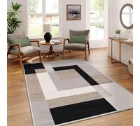 AMEHA Rugs Living Room - Area Rugs for Bedroom Small Bedside mat 60x110 cm Anti Slip - Modern Carpet Non Shedding Geometric Style Durable Soft Low Pile Rug for Kids Room Easy Clean (Milo Neutral)