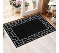 AMEHA Rugs Living Room - Black Area Rugs for Bedroom Small Bedside Mat 40x60 cm Modern Kitchen Carpet - Greek Key Style Durable Super Soft Non Slip Non Shedding Floor Rug Easy Clean (Nico Black)