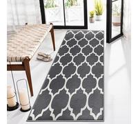 AMEHA Rugs Living Room - Grey Area Rugs for Bedroom Hallway Runner Rug 60x220 cm Non Slip - Modern Carpet Non Shedding Trellis Style Durable Soft Low Pile Rug for Kids Room Easy to Clean (Ava Grey)