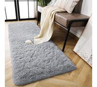 AMEHA Rugs Living Room - Grey Area Rugs for Bedroom, Hallway Runner Rug Anti-Slip - Modern Super Soft Fluffy Shaggy Thick Pile Rug Non-Shedding Easy To Clean, 60 x 220 cm