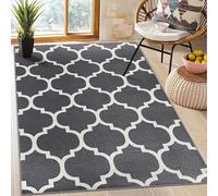 AMEHA Rugs Living Room - Grey Area Rugs for Bedroom Large Bedside Rug 80x150 cm Non Slip - Modern Carpet Non Shedding Trellis Style Durable Soft Low Pile Rug for Kids Room Easy to Clean (Ava Grey)