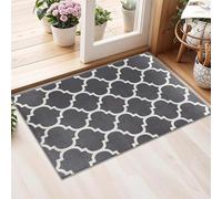 AMEHA Rugs Living Room - Grey Area Rugs for Bedroom Small Bedside mat 40x60 cm Non Slip - Modern Carpet Non Shedding Trellis Style Durable Soft Low Pile Rug for Kids Room Easy to Clean (Ava Grey)