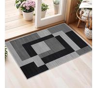 AMEHA Rugs Living Room - Milo Black & Grey Area Rugs for Bedroom Small Bedside Mat 40x60 cm Modern Kitchen Carpet - Geometric Style Durable Super Soft Non Slip Non Shedding Floor Rug Easy Clean