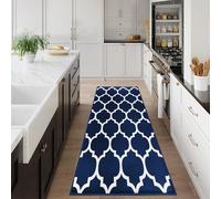 AMEHA Rugs Living Room - Navy Blue Area Rugs for Bedroom Large Hallway Runner Rug 80x300 cm Anti Slip - Modern Carpet Non Shedding Trellis Style Durable Soft Low Pile Rug Easy to Clean (Ava Navy)
