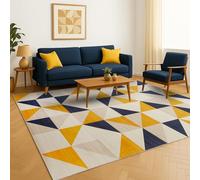 AMEHA Rugs Living Room - Yellow Rugs for Bedroom 60x110 Cm Modern Carpet Non Shedding Geometric Style Triangle Pattern Durable Super Soft Rug Easy to Clean (Brio)