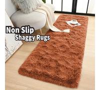 Ameha Rust Area Rugs For Bedroom 80 X 150 Cm Anti-Slip Fluffy Shaggy Rug Plush Carpet Non Shedding Easy To Clean
