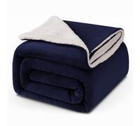Ameha Sherpa Fleece Blanket Bed Throws For Sofas Large Soft Thick Fluffy Reversible Winter Warm Navy King Size200 X 240 Cm