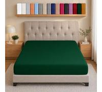 AMEHA Single Bed Fitted Sheet Deep Pocket Up to 25 cm Emerald Bedsheets for Single Bed Soft Brushed Microfiber Elasticated Corners Bottom Sheet Shrinkage and Fade Resistant Breathable