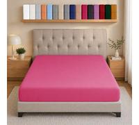 AMEHA Single Bed Fitted Sheet Deep Pocket Up to 25 cm Hot Pink Bedsheets for Single Bed Soft Brushed Microfiber Elasticated Corners Bottom Sheet Shrinkage and Fade Resistant Breathable