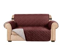 AMEHA Sofa Cover 2 Seater Water Repellent Sofa Slipcovers - Non Slip Reversible Sofa Protectors from Pets & Kids with Adjustable Elastic Straps Embossed Quilted Washable Couch Covers, Brown Beige
