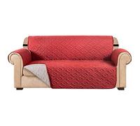 AMEHA Sofa Cover 2 Seater Water Repellent Sofa Slipcovers - Non Slip Reversible Sofa Protectors from Pets & Kids with Adjustable Elastic Straps Embossed Quilted Washable Couch Covers, Burgundy Cream
