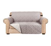 AMEHA Sofa Cover 2 Seater Water Repellent Sofa Slipcovers - Non Slip Reversible Sofa Protectors from Pets & Kids with Adjustable Elastic Straps Embossed Quilted Washable Couch Covers, Beige Cream