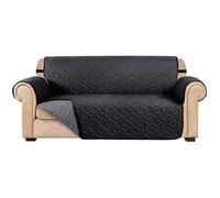AMEHA Sofa Cover 3 Seater Water Repellent Sofa Slipcovers - Non Slip Reversible Sofa Protectors from Pets & Kids with Adjustable Elastic Straps Embossed Quilted Washable Couch Covers, Black Dark Grey