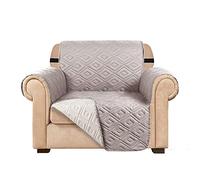 AMEHA Sofa Cover Non Slip Sofa Slipcovers 1 Seater - Water Repellent Reversible Sofa Protectors from Pets & Kids with Adjustable Elastic Straps Embossed Quilted Washable Couch Covers - Beige Cream