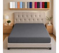 AMEHA Super King Bed Sheet Deep Pocket Up to 25 cm Charcoal Fitted Sheet Soft Brushed Microfiber Elasticated Corners Bottom Sheet Easy Care - Anti Wrinkle & Fade Resistant