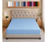 AMEHA Super King Bed Sheet Deep Pocket Up to 25 cm Light Blue Fitted Sheet Soft Brushed Microfiber Elasticated Corners Bottom Sheet Easy Care - Anti Wrinkle & Fade Resistant
