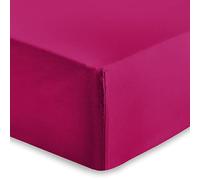 AMEHA Super King Fitted Sheet 25 cm Deep Soft Brushed Microfiber Fabric Easy Care Fade Resistant Fitted Bed Sheets (Pink, 180 x 200 cm)