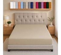 AMEHA Super King Fitted Sheet Deep Pocket Up to 25 cm Beige Bedsheets Soft Brushed Microfiber Elasticated Corners Bottom Sheet Easy Care - Anti Wrinkle & Fade Resistant Breathable