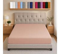 AMEHA Super King Fitted Sheet Deep Pocket Up to 25 cm Peach Bedsheets Soft Brushed Microfiber Elasticated Corners Bottom Sheet Easy Care - Anti Wrinkle & Fade Resistant Breathable