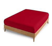 AMEHA Super King Fitted Sheet - Red Bed Sheets Extra Deep Pocket 16 inch (40 cm) made of Soft Brushed Microfiber for Super King Bed - Easy Care Shrinkage and Fade Resistant