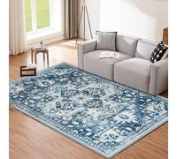 Ameha Tranquil Cashmere Non Slip Rugs Area Rug 120X170 Cm Modern Bedroom Blue & Cream Floral Design Carpet
