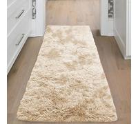 Ameha Tye Dye Cream Shaggy Rug Soft Fluffy Hallway Runner 60 X 220 Cm Living Dining Room Bedroom Pet Friendly Rugs
