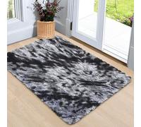 Ameha Tye Dye Grey Shaggy Door Rug Non Slip Soft Thick Pile Non Shedding Small Entrance Mat 50 X 80 Cm