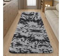 Ameha Tye Dye Grey Shaggy Runner For Living Bedroom Kitchen Mat Pet Friendly Modern Rugs, 60X220 Cm