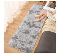 Ameha Tye Dye Light Grey Non Slip Rugs Bedroom Living Room Shaggy Fluffy Kitchen Hallway Large Floor Mat, 80X150 Cm