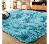Ameha Tye Dye Teal Shaggy Rug Area 120X170 Cm Bed Room Master Livingroom Kitchen Floor Rug For Study Room