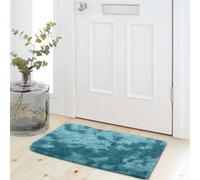 Ameha Tye Dye Teal Shaggy Rugs, 50 X 80 Cm Small Door Mats For Bedside Soft Thick Pile Rug