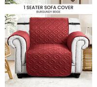 Ameha Waterproof Sofa Cover Reversible Burgundy Beige Quilted Covers Adjustable Straps From Pet Protectors 1 Seater 165X179Cm