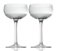 Amehla Handblown Honeycomb Coupe Glasses - Set of 2 | 7oz Vintage-Inspired Cocktail Glasses, Hand-Etched & Designed with The Educated Barfly