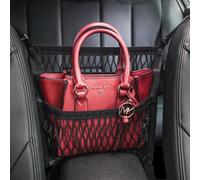 AMEIQ Car Accessories, Organizer Storage Between Front Seats, Purse Handbag Holder of 3 Layers Mesh Net Pocket Bag, Backseat Dog Pet Barrier, Patented