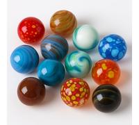 Ameisenkeks® 12 Glass Marbles Diameter 25 mm - Colourful & Handmade - High Quality Marble Set for Playing, Crafts & Decorating - Large Shooter Marbles for Children & Collectors