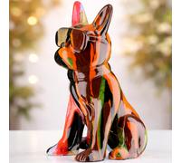 ameli synthetic resin set of 2 bulldog sculpture in multicolour