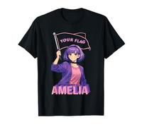 Amelia Anime Style Purple Goth Girl Aesthetic Name Design T-Shirt