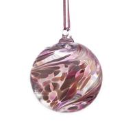 Amelia Art Glass Hanging Friendship Globe Ornament Pink & White