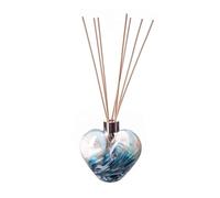 Amelia Art Glass Heart Shaped Reed Diffuser Teal & White, 16