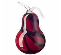 Amelia Art Glass Paperweight Pear in Red & Black