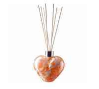 Amelia Art Glass Reed Diffuser Heart - Pink, Peach & White,Height 10.5cm, Width 11cm. Height with reeds 25cm