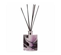 Amelia Art Glass Reed Diffuser Large Ellipse Cylinder in Purple, Black & White (Purple Moon)