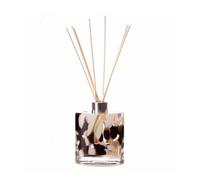 Amelia Art Glass Reed Diffuser Small Ellipse Cylinder in Black, Beige & White