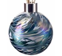 Amelia Art Glass Reed Diffuser Sphere- Turquoise & White, Height 11.5cm, width 10cm with reeds 25cm
