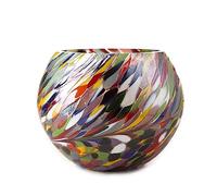Amelia Art Glass Round Tealight Holder in Multi-Coloured